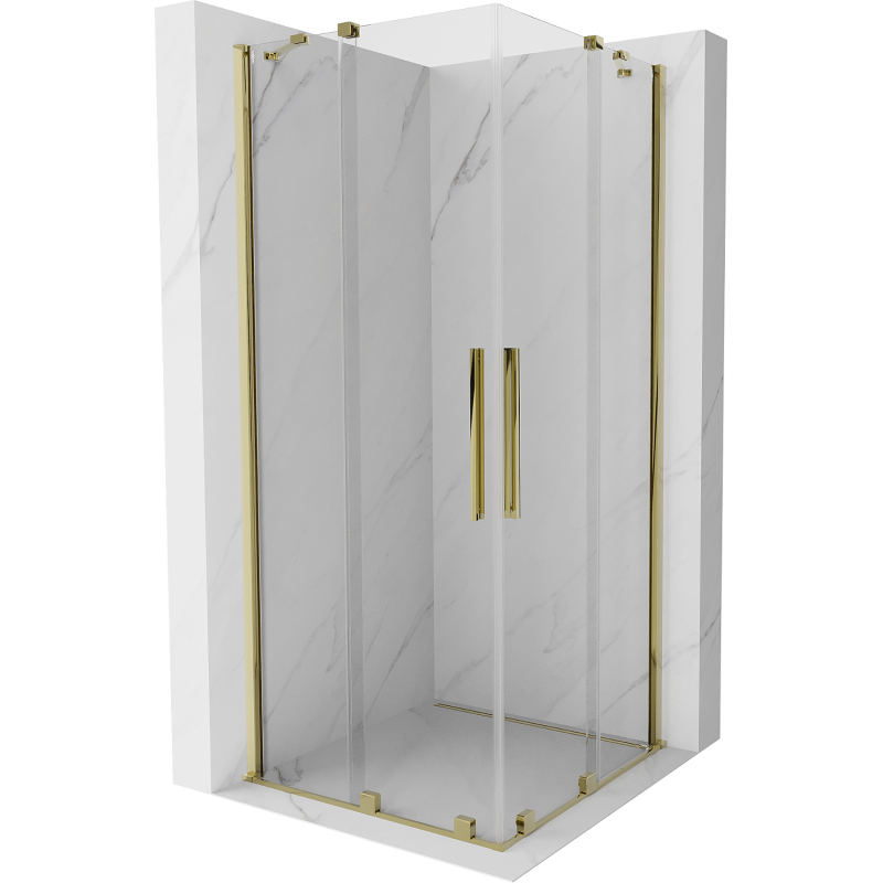 Cabină de duș Mexen Velar Duo glisantă 80 x 80 cm, transparentă, aurie - 871-080-080-02-50