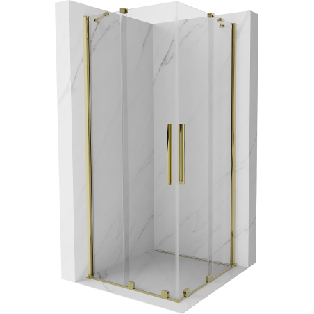 Cabină de duș Mexen Velar Duo glisantă 80 x 80 cm, transparentă, aurie - 871-080-080-02-50