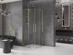 Mexen Velar Duo cabină de duș glisantă 100 x 100 cm, transparent, auriu - 871-100-100-02-50