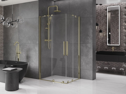 Mexen Velar Duo cabină de duș extensibilă 90 x 80 cm, transparent, aurie - 871-090-080-02-50
