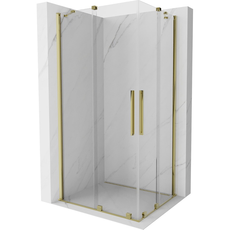 Mexen Velar Duo cabină duș culisantă 100 x 90 cm, transparentă, auriu - 871-100-090-02-50