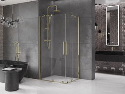 Mexen Velar Duo cabină duș culisantă 100 x 90 cm, transparentă, auriu - 871-100-090-02-50