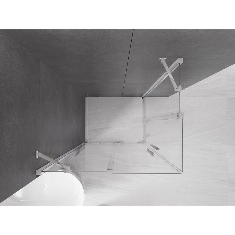 Mexen Velar Duo tolóajtós zuhanykabin 90 x 80 cm, átlátszó, króm - 871-090-080-02-01