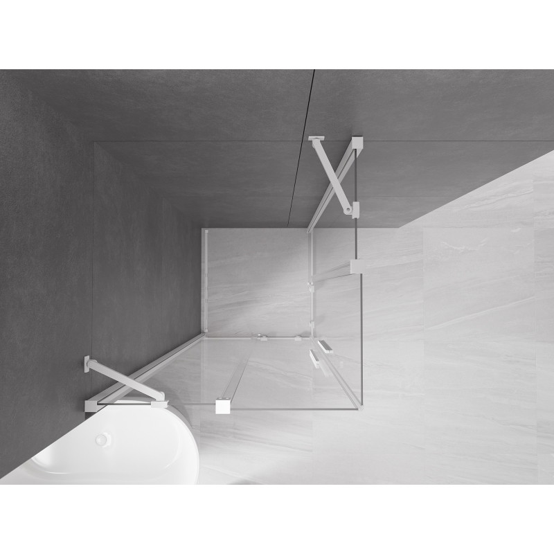 Mexen Velar Duo elhúzható zuhanykabin 80 x 80 cm, átlátszó, fehér - 871-080-080-02-20