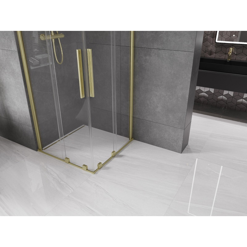 Mexen Velar Cabină de duș cu două secțiuni glisantă 90 x 90 cm, transparentă, auriu mat - 871-090-090-02-55