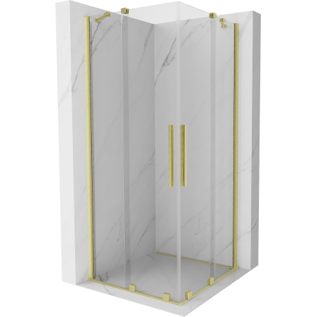 Mexen Velar Duo cabină de duș culisantă 100 x 100 cm, transparentă, aurie periată - 871-100-100-02-55