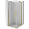 Mexen Velar Duo cabină de duș extensibilă 100 x 100 cm, transparent, auriu cu aspect periat - 871-100-100-02-55