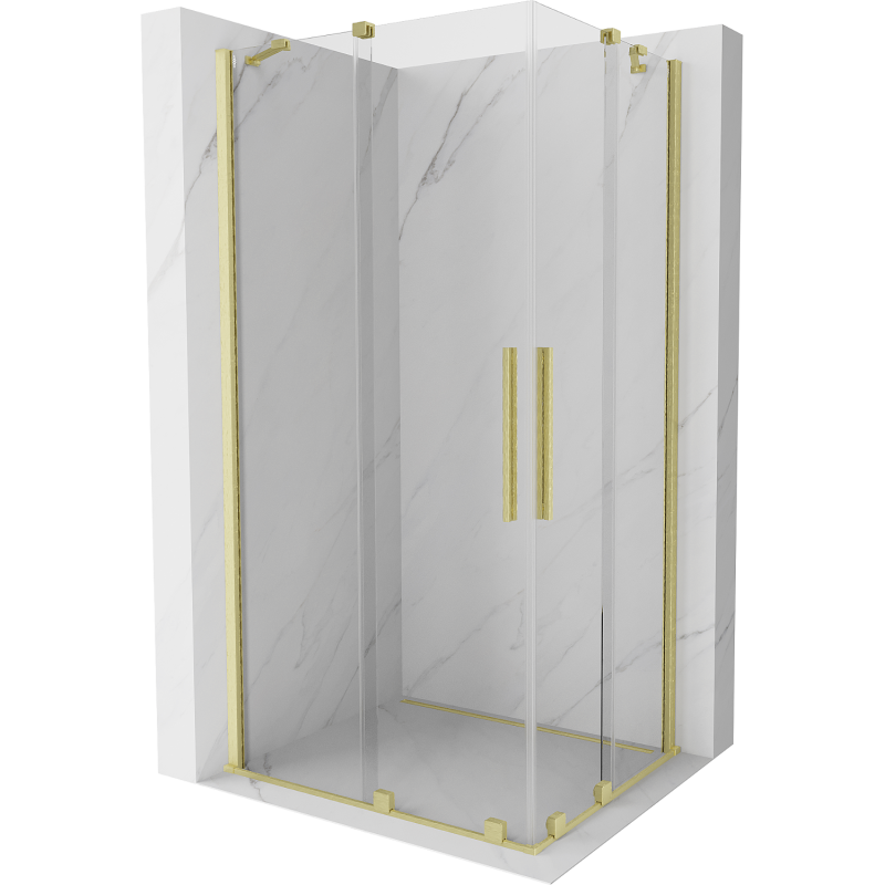 Mexen Velar Duo cabină de duș culisantă 90 x 80 cm, transparentă, auriu periat - 871-090-080-02-55