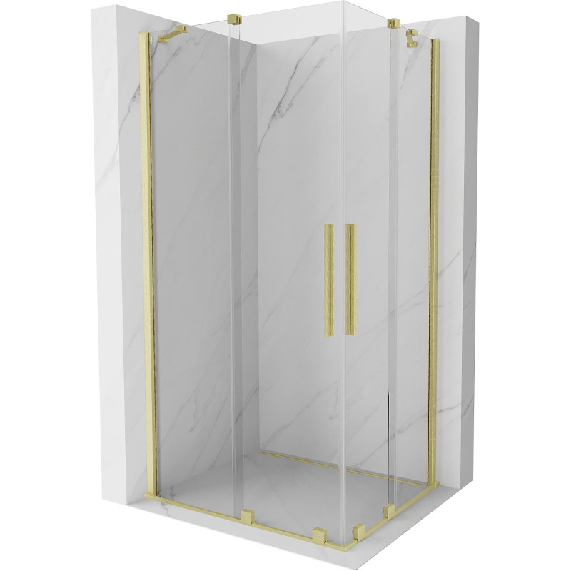 Mexen Velar Duo cabină de duș glisantă 100 x 90 cm, transparentă, aurie periată - 871-100-090-02-55