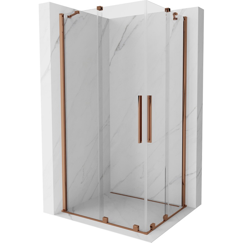 Mexen Velar Duo cabină de duș culisantă 90 x 80 cm, transparentă, aur roz - 871-090-080-02-60