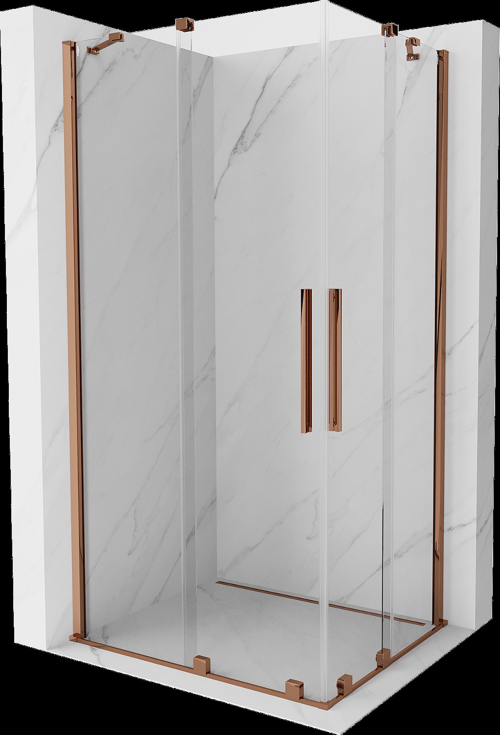 Mexen Velar Duo cabină de duș extensibilă 90 x 80 cm, transparent, Roz-auriu - 871-090-080-02-60