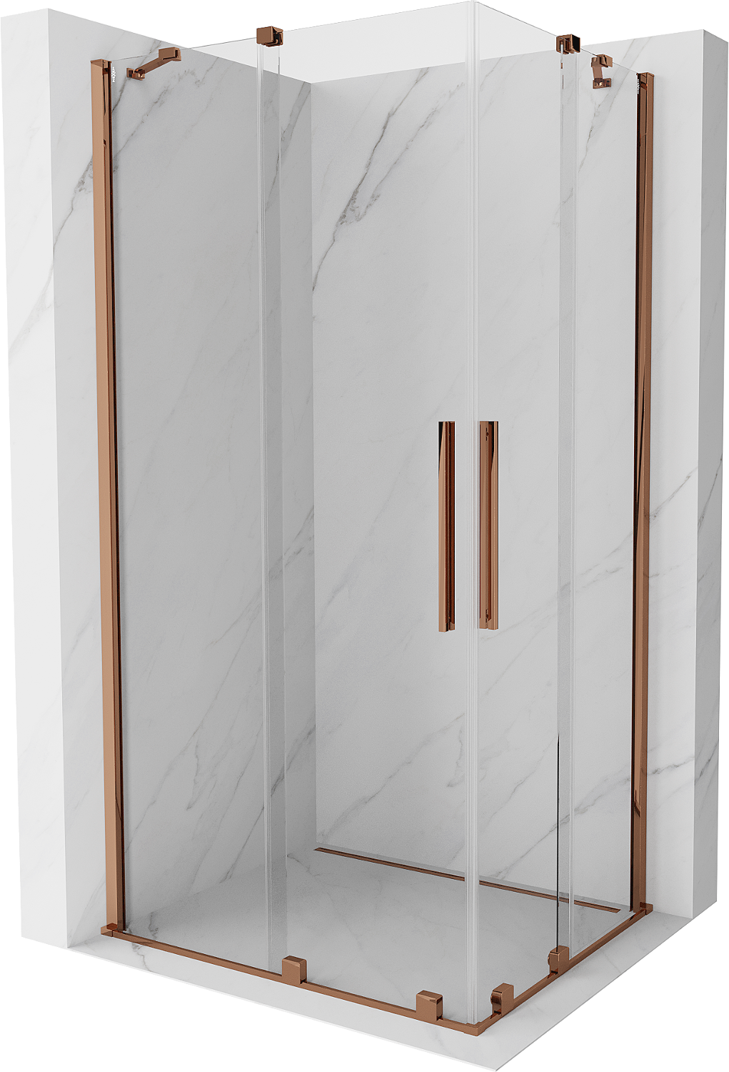 Mexen Velar Duo cabină de duș extensibilă 100 x 90 cm, transparent, Roz-auriu - 871-100-090-02-60