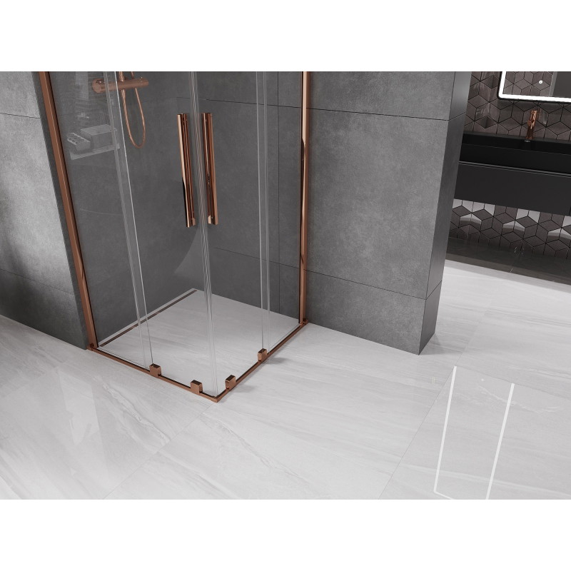 Mexen Velar Cabină de duș Duo cu uși glisante 80 x 80 cm, transparentă, aur roz - 871-080-080-02-60