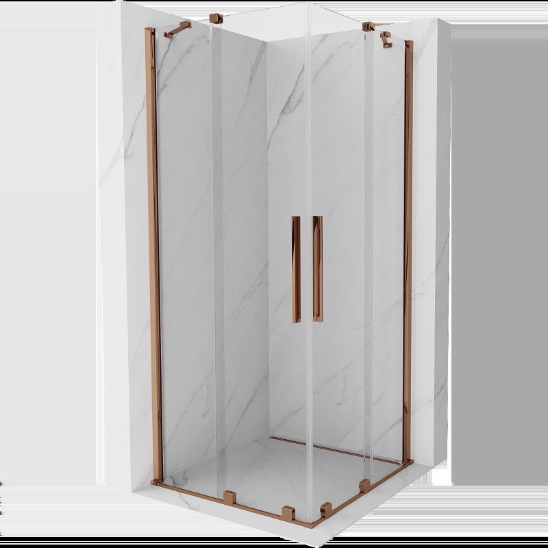 Mexen Velar Duo cabină de duș extensibilă 90 x 90 cm, transparent, Roz-auriu - 871-090-090-02-60