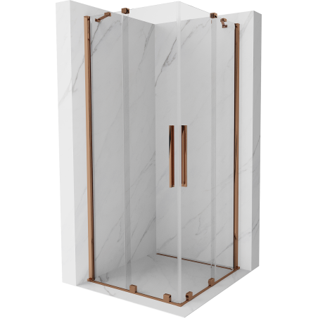 Mexen Velar Duo cabină de duș extensibilă 90 x 90 cm, transparent, Roz-auriu - 871-090-090-02-60