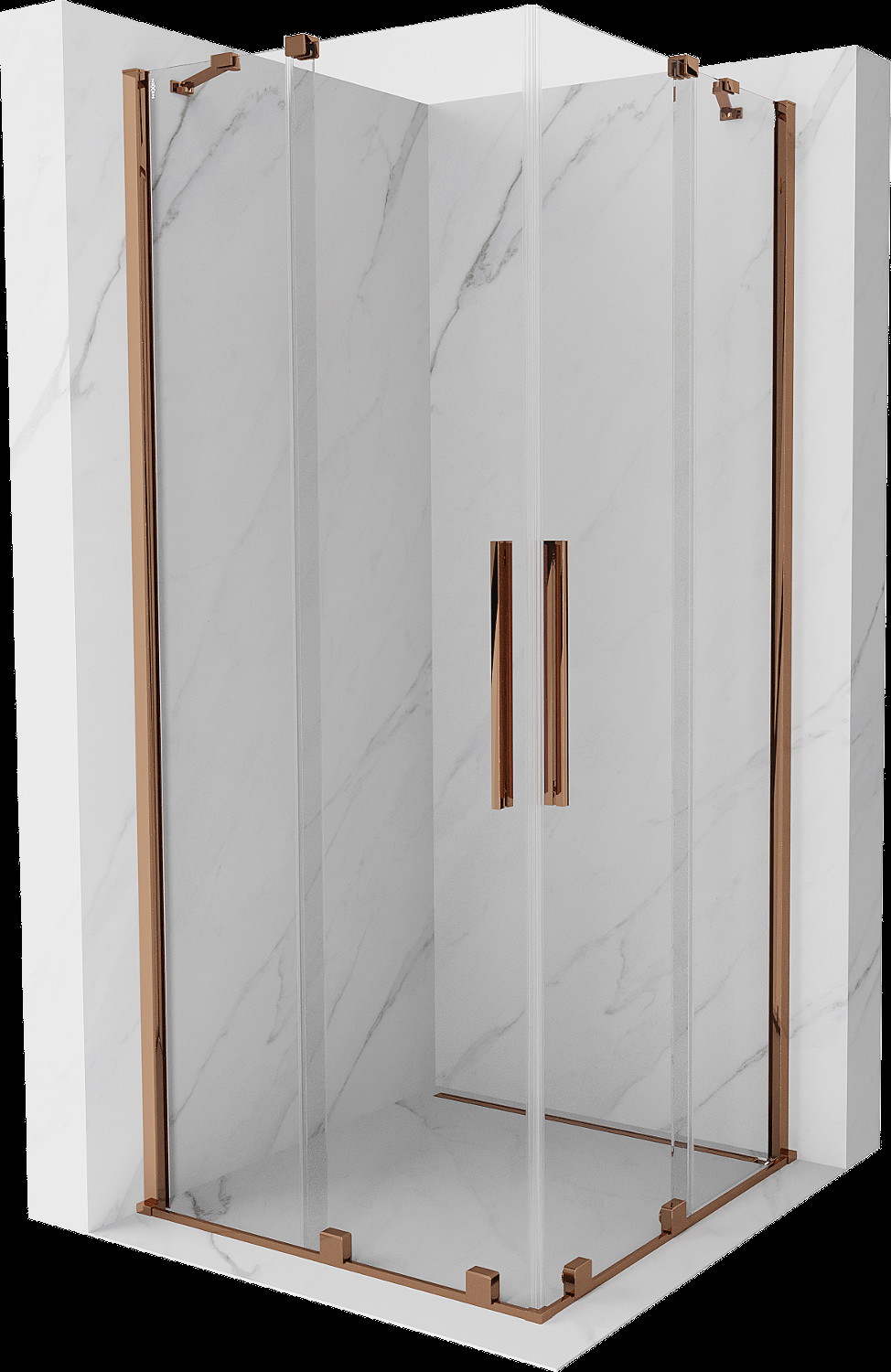 Mexen Velar Duo cabină de duș extensibilă 90 x 90 cm, transparent, Roz-auriu - 871-090-090-02-60