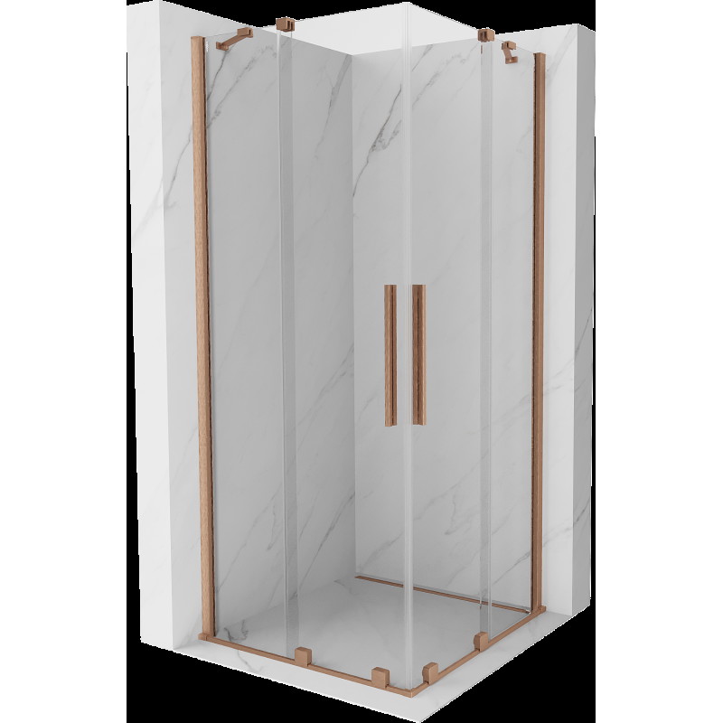 Mexen Velar Duo cabină de duș extensibilă 80 x 80 cm, transparent, Cupru cu aspect periat - 871-080-080-02-65