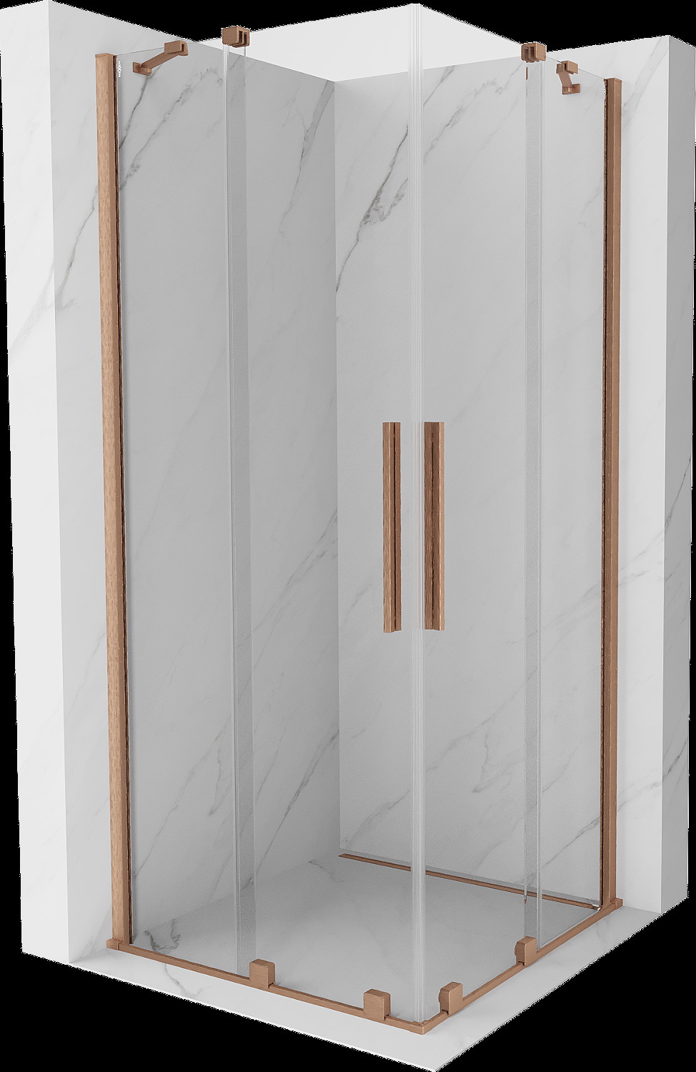 Mexen Velar Duo cabină de duș extensibilă 80 x 80 cm, transparent, Cupru cu aspect periat - 871-080-080-02-65