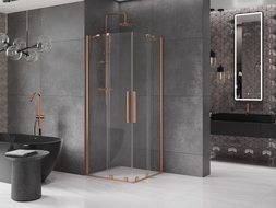 Mexen Velar Duo cabină de duș culisantă 90 x 90 cm, transparentă, cupru periat - 871-090-090-02-65