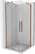 Mexen Velar Duo cabină de duș extensibilă 100 x 100 cm, transparent, Cupru cu aspect periat - 871-100-100-02-65