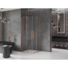 Mexen Velar Duo tolóajtós zuhanykabin 100 x 100 cm, átlátszó, csiszolt réz - 871-100-100-02-65