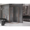 Mexen Velar Duo tolóajtós zuhanykabin 90 x 80 cm, átlátszó, selyemfényű réz - 871-090-080-02-65
