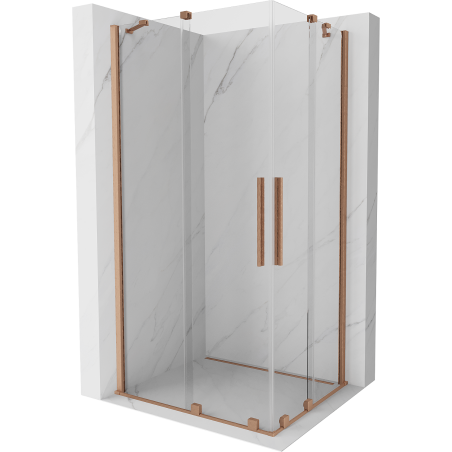 Mexen Velar Duo cabină de duș culisantă 100 x 90 cm, transparentă, cupru periat - 871-100-090-02-65