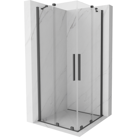Mexen Velar Duo cabină de duș glisantă 80 x 80 cm, transparent, gri pistol periat - 871-080-080-02-66