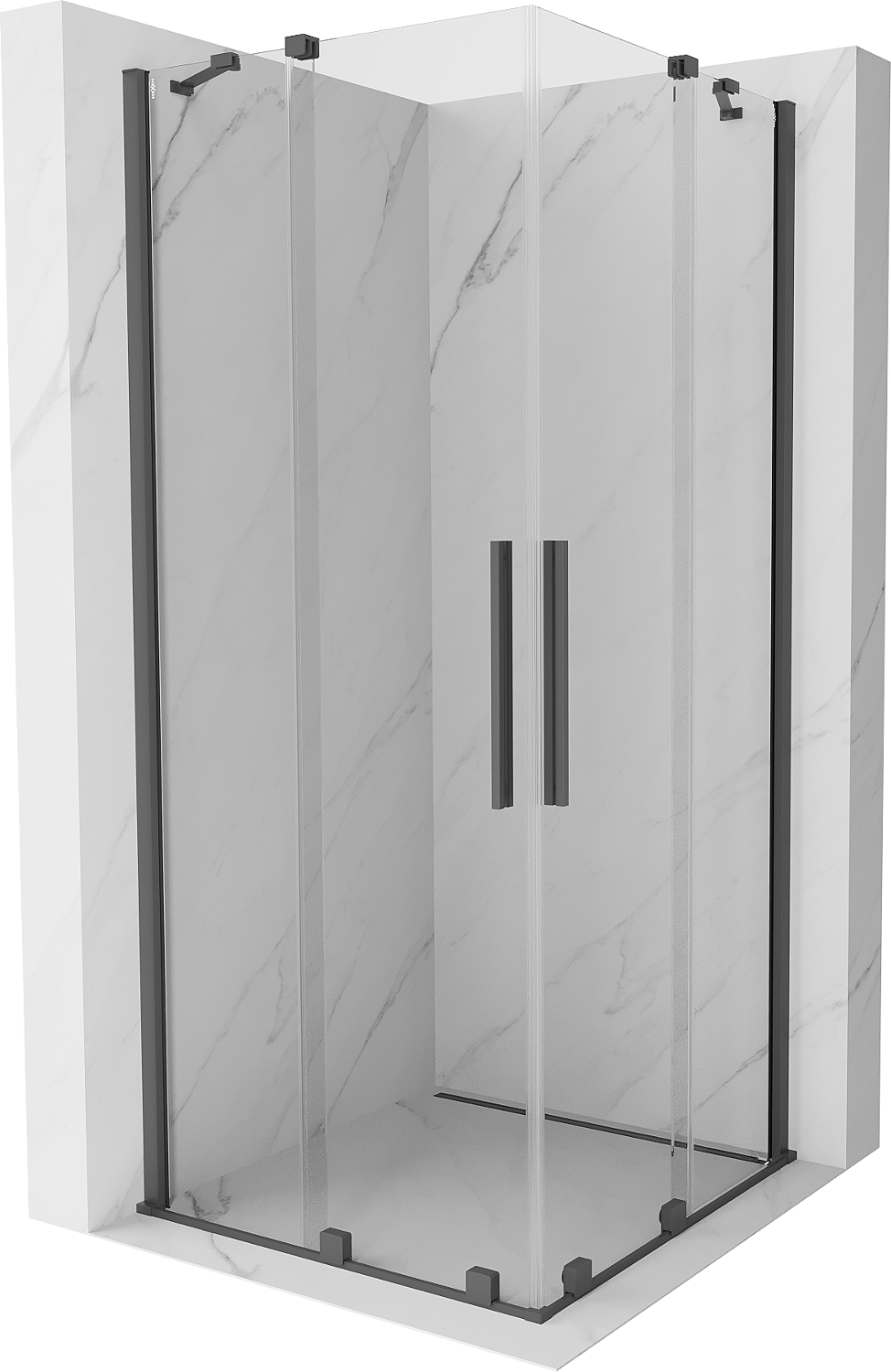 Mexen Velar Duo cabină de duș extensibilă 90 x 90 cm, transparent, gun gray cu aspect periat - 871-090-090-02-66