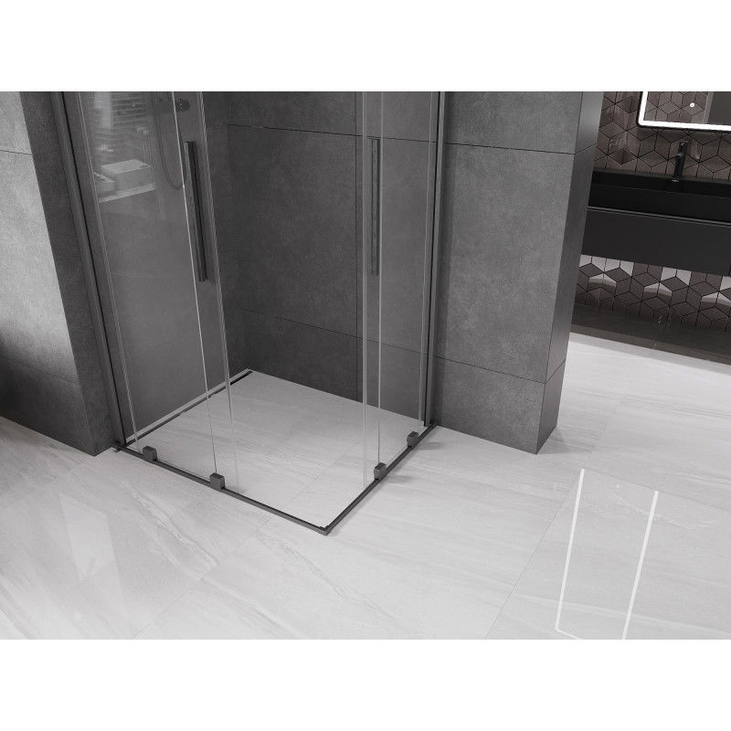 Mexen Velar Cabină de duș Duo glisantă 90 x 80 cm, transparentă, gri armat periat - 871-090-080-02-66