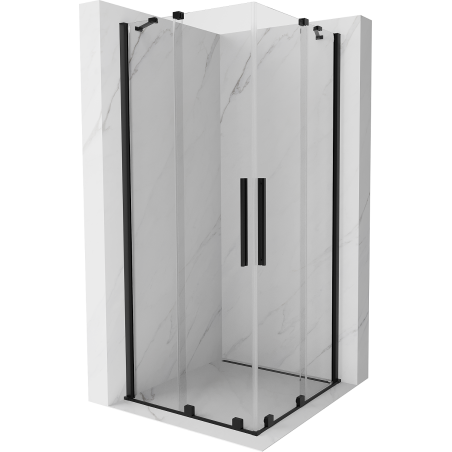 Mexen Velar Duo 90 x 90 cm-es tolóajtós zuhanykabin, átlátszó, fekete - 871-090-090-02-70