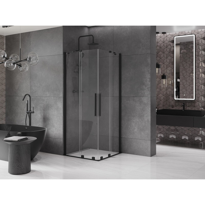 Mexen Velar Duo cabină de duș culisantă 100 x 100 cm, transparentă, neagră - 871-100-100-02-70