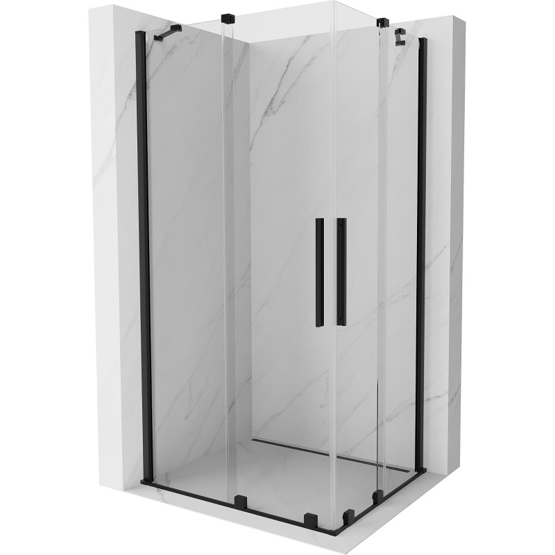 Mexen Velar Duo eltolható zuhanykabin 90 x 80 cm, átlátszó, fekete - 871-090-080-02-70