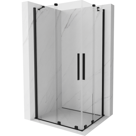 Mexen Velar Cabină de duș cu uși glisante Duo 90 x 80 cm, transparentă, neagră - 871-090-080-02-70