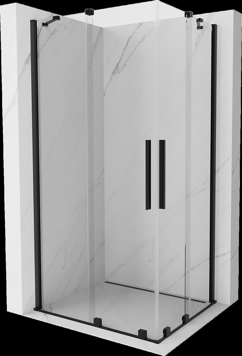 Mexen Velar Duo cabină de duș extensibilă 90 x 80 cm, transparent, neagră - 871-090-080-02-70