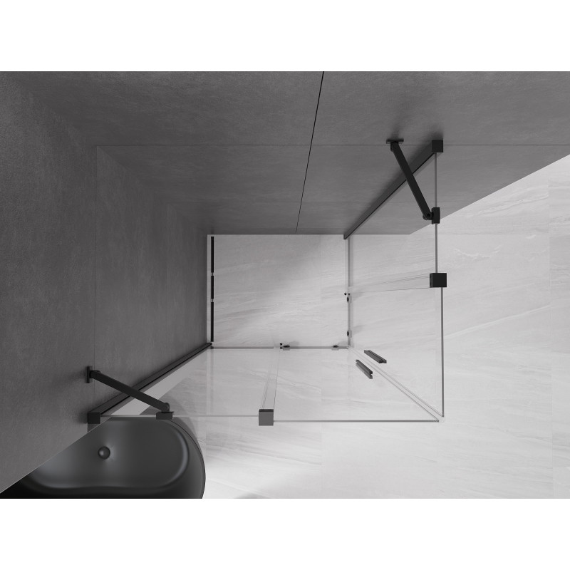 Mexen Velar Cabină de duș cu uși glisante Duo 90 x 80 cm, transparentă, neagră - 871-090-080-02-70