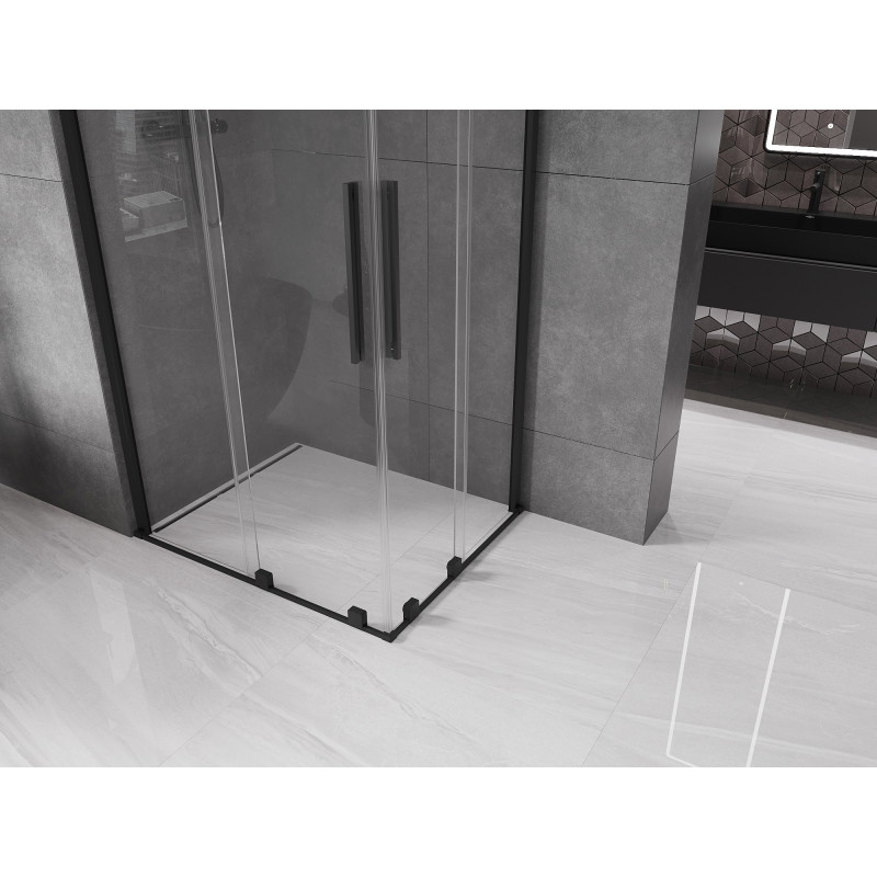 Mexen Velar Cabină de duș dublă cu uși glisante 100 x 90 cm, transparentă, neagră - 871-100-090-02-70