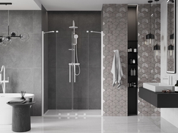 Mexen Velar Duo uși de duș glisante 140 cm, transparent, alb - 871-140-000-02-20