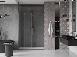 Mexen Velar Duo ușă de duș culisantă 140 cm, transparent, gun gray cu aspect periat - 871-140-000-02-66