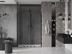 Mexen Velar Duo ușă de duș culisantă 140 cm, transparent, neagră - 871-140-000-02-70