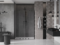 Mexen Velar Duo uși de duș glisante 160 cm, transparent, negre - 871-160-000-02-70