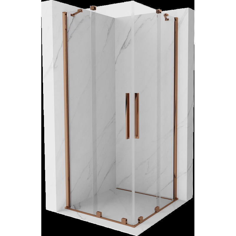 Mexen Velar Duo cabină de duș extensibilă 100 x 100 cm, transparent, Roz-auriu - 871-100-100-02-60