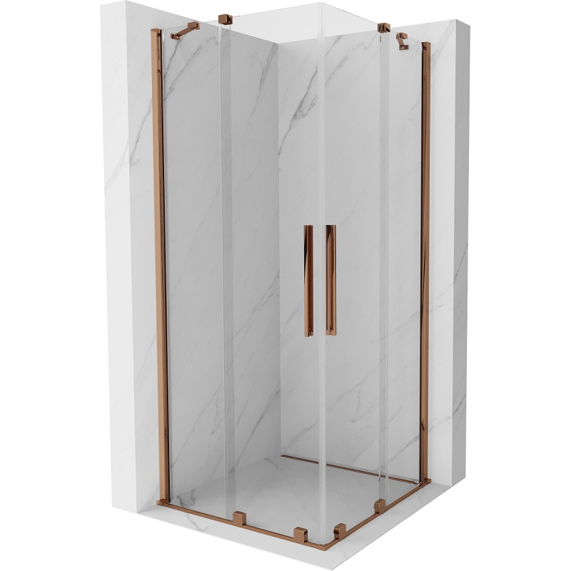 Mexen Velar Duo cabină de duș glisantă 100 x 100 cm, transparent, aur roz - 871-100-100-02-60