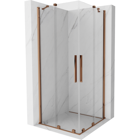 Mexen Velar Duo cabină de duș glisantă 100 x 100 cm, transparent, aur roz - 871-100-100-02-60