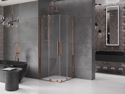 Mexen Velar Duo cabină de duș extensibilă 100 x 100 cm, transparent, Roz-auriu - 871-100-100-02-60