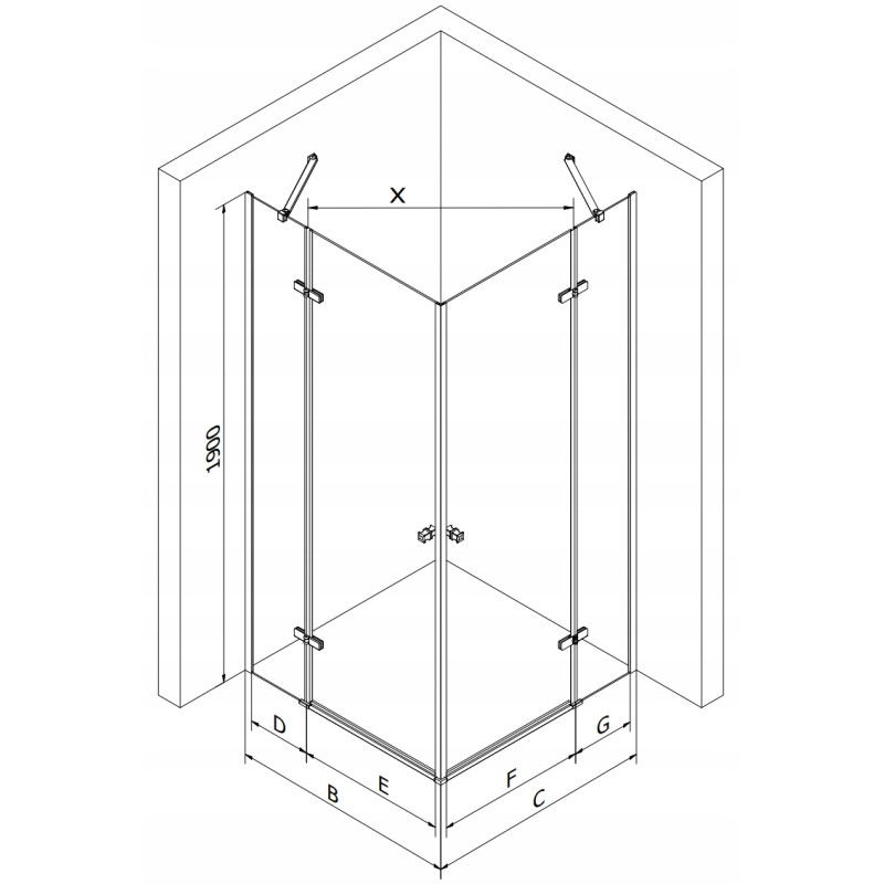 Mexen Roma Duo cabină de duș cu uși batante 70 x 70 cm, transparent, crom - 854-070-070-02-00