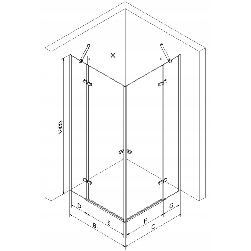 Mexen Roma Duo cabină de duș cu ușă batantă 90 x 90 cm, transparent, crom - 854-090-090-02-00