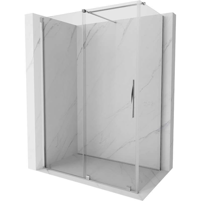 Mexen Velar 140 x 70 cm-es tolóajtós zuhanykabin, átlátszó, króm - 871-140-070-01-01