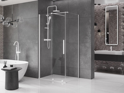 Mexen Velar cabină de duș extensibilă 90 x 100 cm, transparent, albă - 871-090-100-01-20