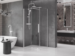 Mexen Velar cabină de duș extensibilă 100 x 80 cm, transparent, albă - 871-100-080-01-20